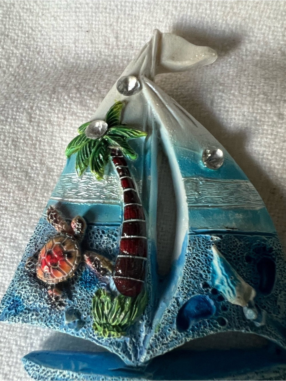 sailboat magnet from Seal Beach, CA, features a turtle and palm tree design - Picture 6 of 9